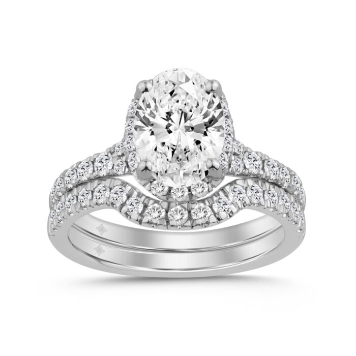 14K WHITE GOLD 2 3/4CT ROUND/OVAL DIAMOND LADIES BRIDAL SET (CENTER STONE OVAL DIAMOND 2.00CT) - Image 1