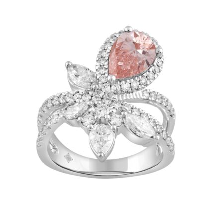 14K WHITE GOLD 3.00CT ROUND/PEAR/MARQUISE DIAMOND LADIES RING (CENTER STONE PEAR DIAMOND 1 1/2CT)