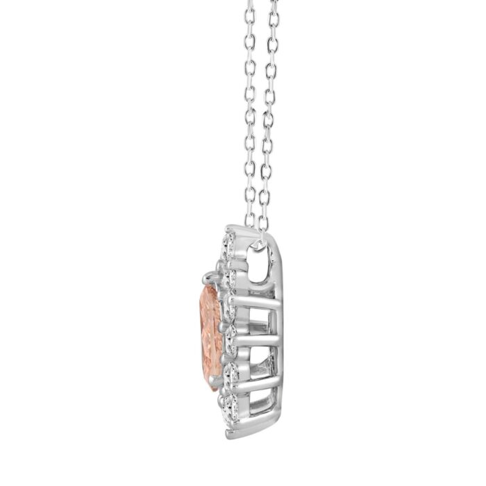 LADIES PENDANT 2 1/2CT ROUND/PEAR DIAMOND 14K WHITE/ROSE GOLD (CENTER STONE PEAR DIAMOND 1CT ) - Image 2