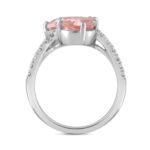 ETERNAL BLUSH COLLECTION LADIES RING 4CT ROUND/EMERALD/PEAR DIAMOND 14K WHITE GOLD (CENTER STONE PINK EMERALD DIAMOND 1CT/ PEAR DIAMOND 1 1/2CT) - Image 2
