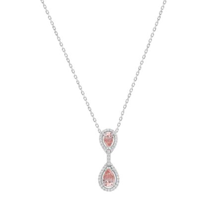 LADIES NECKLACE 2 3/4CT ROUND/PEAR DIAMOND 14K WHITE GOLD