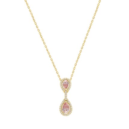 LADIES NECKLACE 2 3/4CT ROUND/PEAR DIAMOND 14K YELLOW GOLD