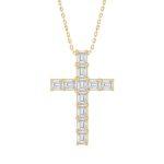 LADIES PENDANT 3CT EMERALD DIAMOND 14K YELLOW GOLD