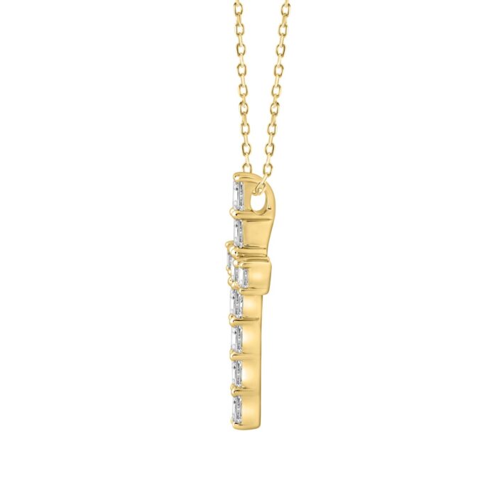 LADIES PENDANT 3CT EMERALD DIAMOND 14K YELLOW GOLD - Image 2