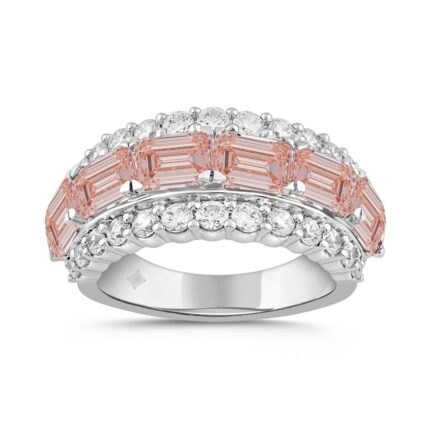 LADIES RING 4CT ROUND/RADIANT DIAMOND 14K WHITE GOLD