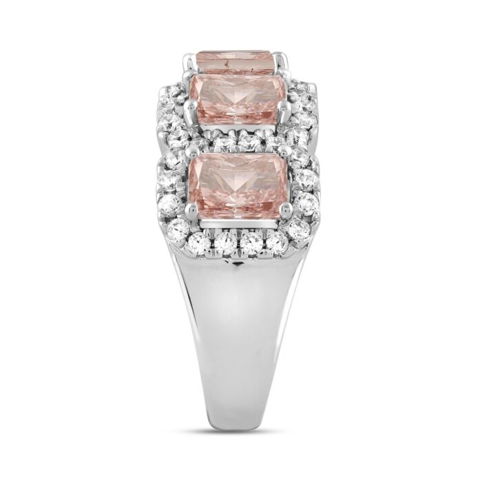 LADIES RING 3CT ROUND/RADIANT DIAMOND 14K WHITE GOLD - Image 3
