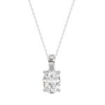 LADIES SOLITAIRE PENDANT 2 1/2CT OVAL DIAMOND 14K WHITE GOLD