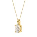 LADIES SOLITAIRE PENDANT 2 1/2CT OVAL DIAMOND 14K YELLOW GOLD - Image 2