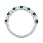 14K White Gold 1.00 CT Princess Green Emerald & White Diamond Alternating Band Ring - Image 3