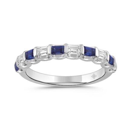 14K WHITE GOLD 1/2CT EMERALD DIAMOND LADIES BAND