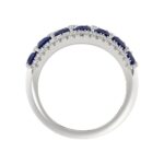14K WHITE GOLD 4.00CT ROUND/ROUND BLUE SAPPHIRE DIAMOND LADIES RING - Image 2