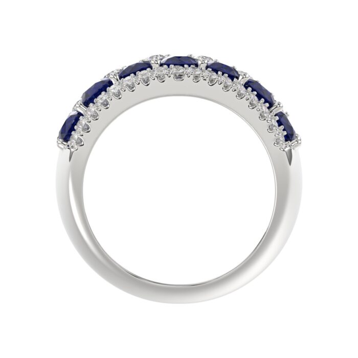 14K WHITE GOLD 4.00CT ROUND/ROUND BLUE SAPPHIRE DIAMOND LADIES RING - Image 2