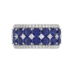 14K WHITE GOLD 4.00CT ROUND/ROUND BLUE SAPPHIRE DIAMOND LADIES RING - Image 5