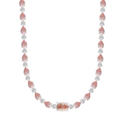 LADIES NECKLACE 15CT ROUND/PEAR/OVAL DIAMOND 14K WHITE/ROSE GOLD