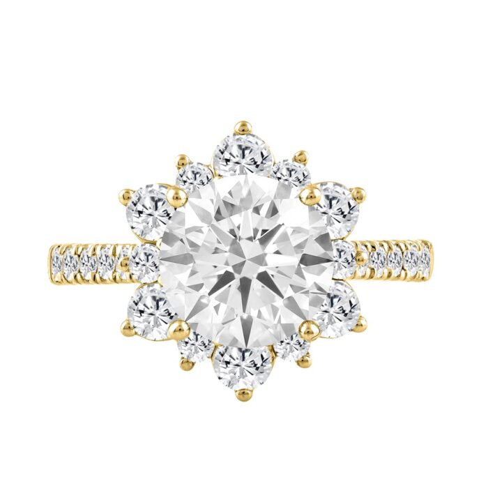 14K YELLOW GOLD 1.00CT ROUND DIAMOND LADIES RING (CENTER STONE ROUND DIAMOND 2CT) - Image 3