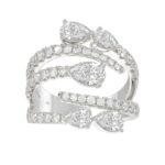 LADIES RING 2 1/2CT ROUND/PEAR DIAMOND 14K WHITE GOLD
