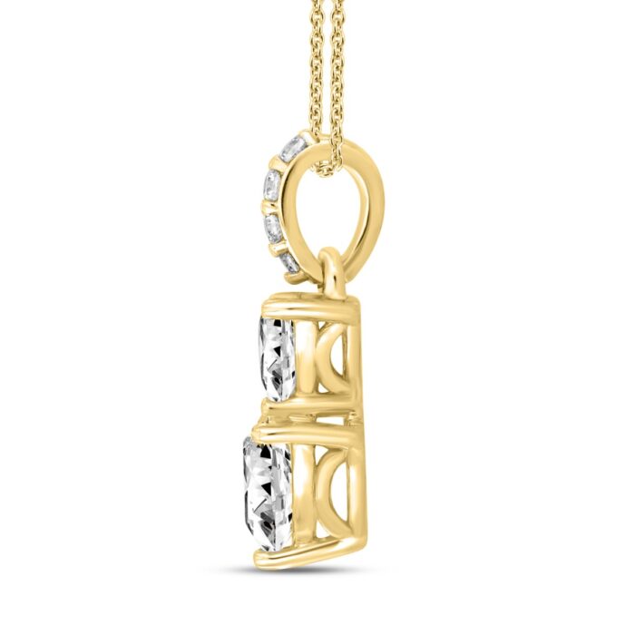 LADIES PENDANT WITH CHAIN 7/8CT ROUND/HEART DIAMOND 18K YELLOW GOLD - Image 2