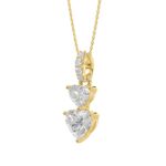 LADIES PENDANT WITH CHAIN 7/8CT ROUND/HEART DIAMOND 18K YELLOW GOLD - Image 3