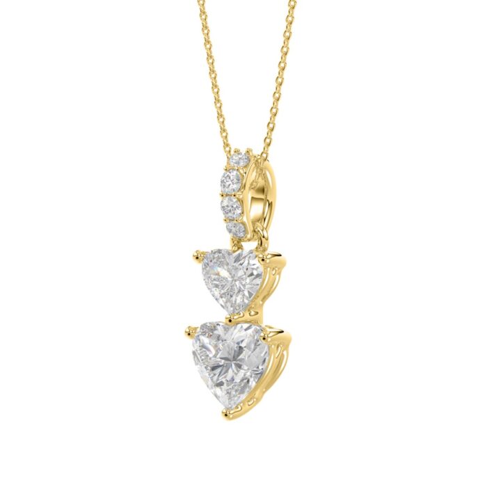 LADIES PENDANT WITH CHAIN 7/8CT ROUND/HEART DIAMOND 18K YELLOW GOLD - Image 3
