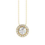 LADIES PENDANT WITH CHAIN 1 1/4CT ROUND DIAMOND 18K YELLOW GOLD (CENTER STONE ROUND DIAMOND 1.00CT)