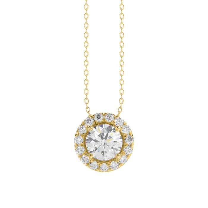 LADIES PENDANT WITH CHAIN 1 1/4CT ROUND DIAMOND 18K YELLOW GOLD (CENTER STONE ROUND DIAMOND 1.00CT) - Image 1