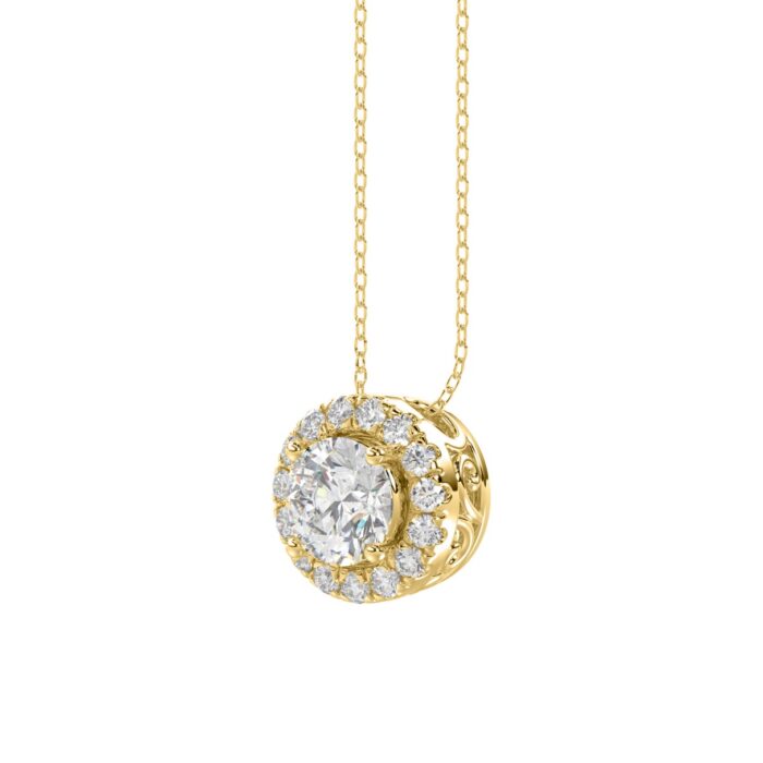 LADIES PENDANT WITH CHAIN 1 1/4CT ROUND DIAMOND 18K YELLOW GOLD (CENTER STONE ROUND DIAMOND 1.00CT) - Image 3