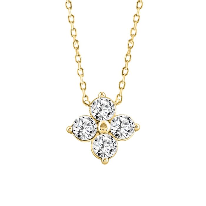 LADIES NECKLACE 1/2CT ROUND DIAMOND 18K YELLOW GOLD - Image 4