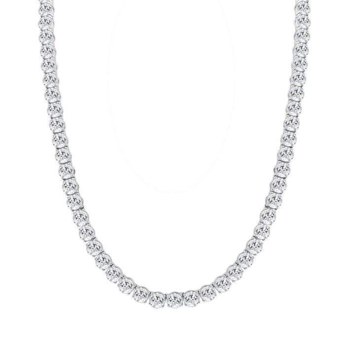 LADIES TENNIS NECKLACE 85.00CT ROUND DIAMOND 14K WHITE GOLD - Image 1
