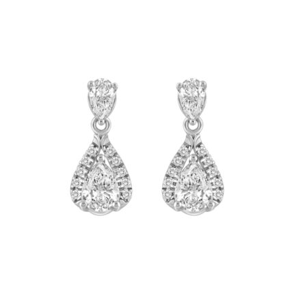14K WHITE GOLD 1.00CT ROUND/PEAR DIAMOND LADIES EARRING