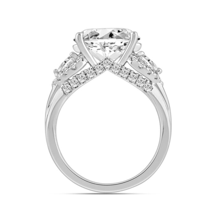 LADIES RING 3.75CT ROUND/PEAR/OVAL DIAMOND 14K WHITE GOLD (CENTER STONE OVAL DIAMOND 3.00CT) - Image 2