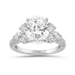 14K WHITE GOLD 4 1/3CT ROUND/PEAR/MARQUISE/OVAL DIAMOND LADIES RING (CENTER STONE OVAL DIAMOND 3CT)