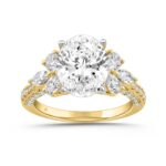LADIES RING 4.32CT ROUND/PEAR/OVAL/MARQUISE DIAMOND 14K YELLOW GOLD (CENTER STONE OVAL DIAMOND 3.00CT)