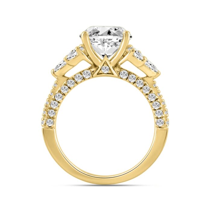 LADIES RING 4.32CT ROUND/PEAR/OVAL/MARQUISE DIAMOND 14K YELLOW GOLD (CENTER STONE OVAL DIAMOND 3.00CT) - Image 2