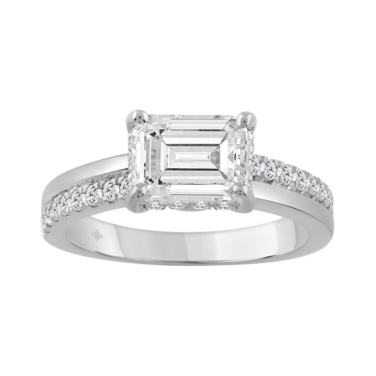 14K WHITE GOLD 2 1/3CT ROUND/EMERALD DIAMOND LADIES RING (CENTER STONE EMERALD DIAMOND 2.00CT) - Image 1