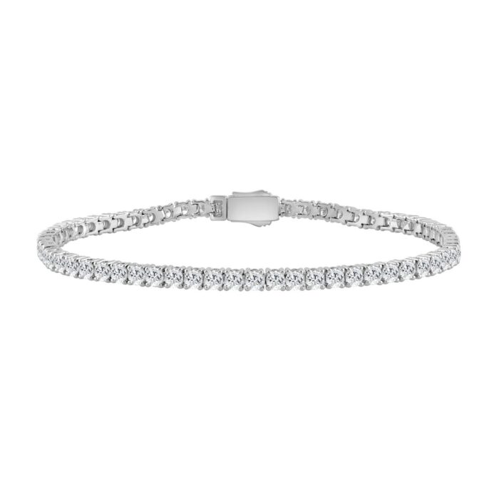 LADIES BRACELET 5.50CT ROUND DIAMOND 14K WHITE GOLD - Image 1