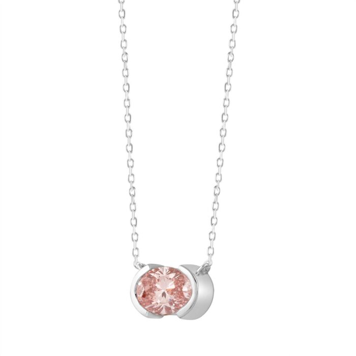 LADIES SOLITAIRE PENDANT WITH CHAIN 1 1/2CT OVAL DIAMOND 14K WHITE GOLD (CENTER STONE OVAL DIAMOND 2CT) - Image 2
