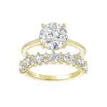 LADIES BRIDAL SET 4 3/8CT ROUND DIAMOND 14K YELLOW GOLD (CENTER STONE ROUND DIAMOND 3.00CT)