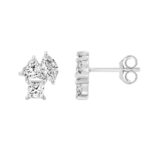 LADIES EARRINGS 1 1/5CT PRINCESS/MARQUISE/HEART DIAMOND 14K WHITE GOLD - Image 2