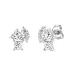 LADIES EARRINGS 1 1/5CT PRINCESS/MARQUISE/HEART DIAMOND 14K WHITE GOLD - Image 3