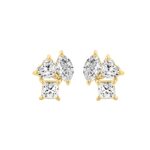 LADIES EARRINGS 1 1/5CT PRINCESS/MARQUISE/HEART DIAMOND 14K YELLOW GOLD