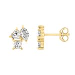 LADIES EARRINGS 1 1/5CT PRINCESS/MARQUISE/HEART DIAMOND 14K YELLOW GOLD - Image 2