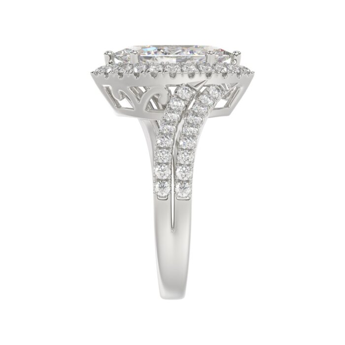 14K WHITE GOLD 2 3/4CT ROUND/MARQUISE DIAMOND LADIES RING (CENTER STONE MARQUISE DIAMOND 2CT) - Image 4
