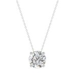 LADIES SOLITAIRE PENDANT WITH UNDER-PASS CHAIN 1 1/2CT ROUND DIAMOND 14K WHITE GOLD