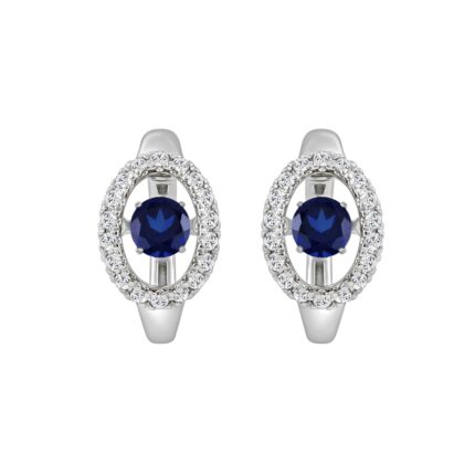 14K WHITE GOLD 3/4CT ROUND DIAMOND LADIES HOOPS EARRING