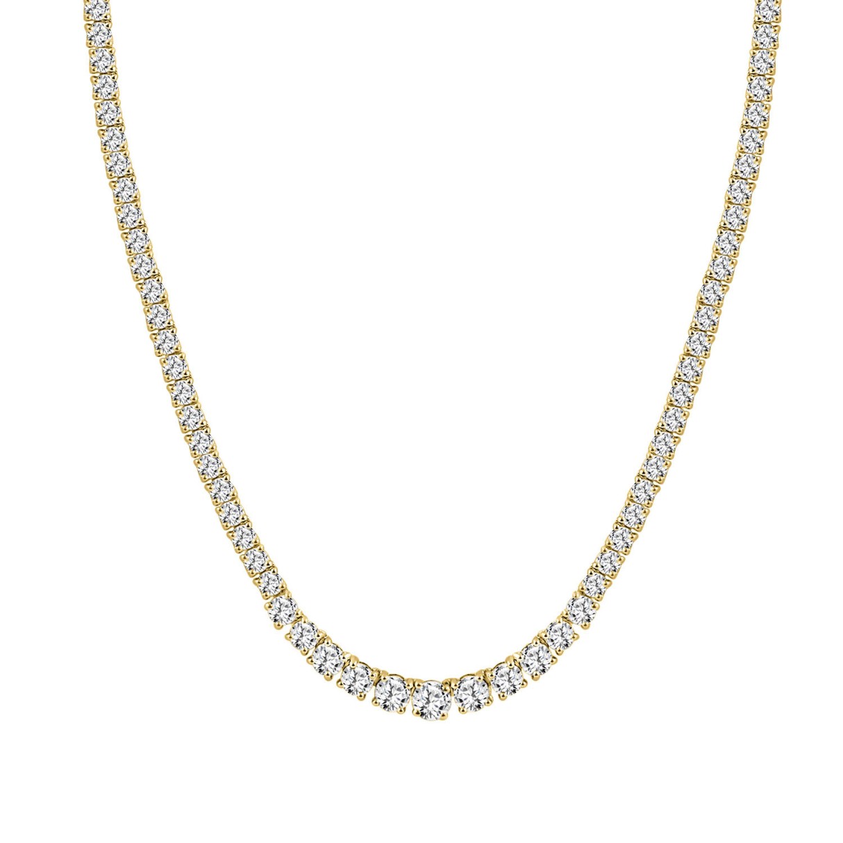 14K YELLOW GOLD 5.00CT ROUND DIAMOND LADIES TENNIS NECKLACE - Image 1