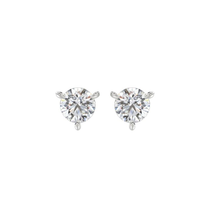 18K WHITE GOLD 1.00CT ROUND DIAMOND SOLITAIRE EARRINGS (TALON CLAWS LOCK) - Image 1