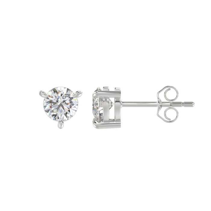 18K WHITE GOLD 1.00CT ROUND DIAMOND SOLITAIRE EARRINGS (TALON CLAWS LOCK) - Image 2