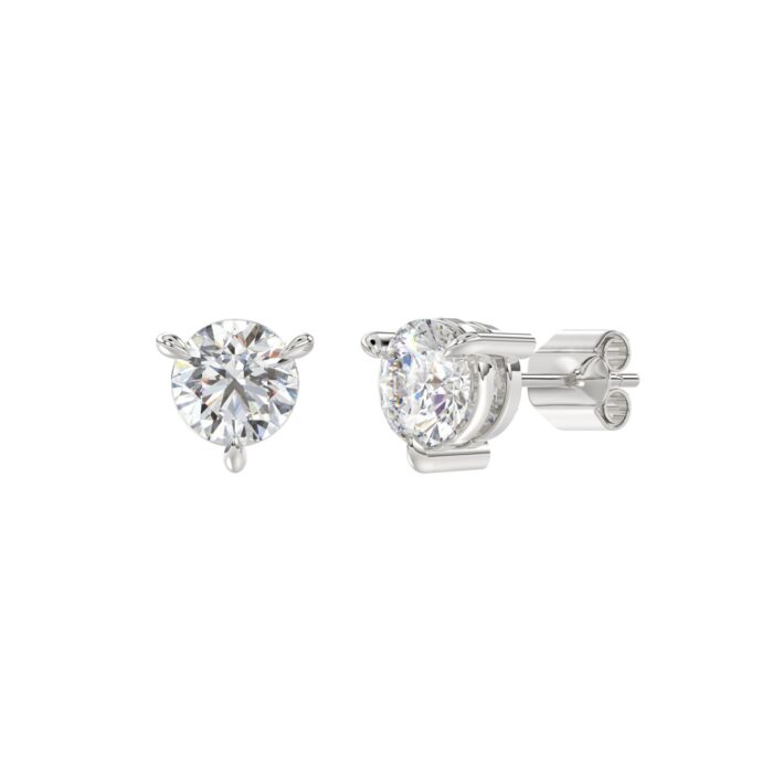 18K WHITE GOLD 1.00CT ROUND DIAMOND SOLITAIRE EARRINGS (TALON CLAWS LOCK) - Image 3