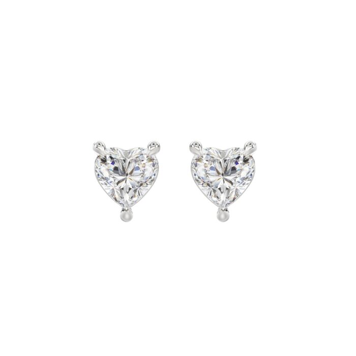 18K WHITE GOLD 1 1/2CT HEART DIAMOND SOLITAIRE EARRINGS (TALON CLAWS LOCK) - Image 1