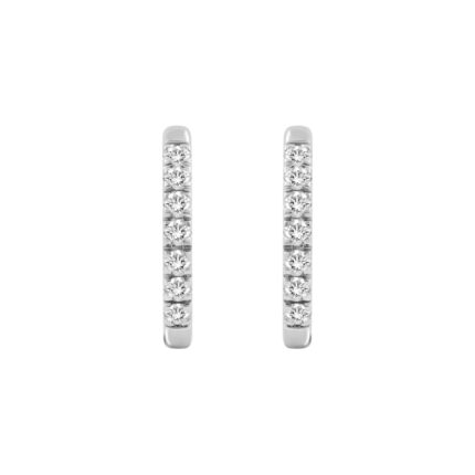 18K WHITE GOLD 1.00CT ROUND DIAMOND HOOP EARRINGS